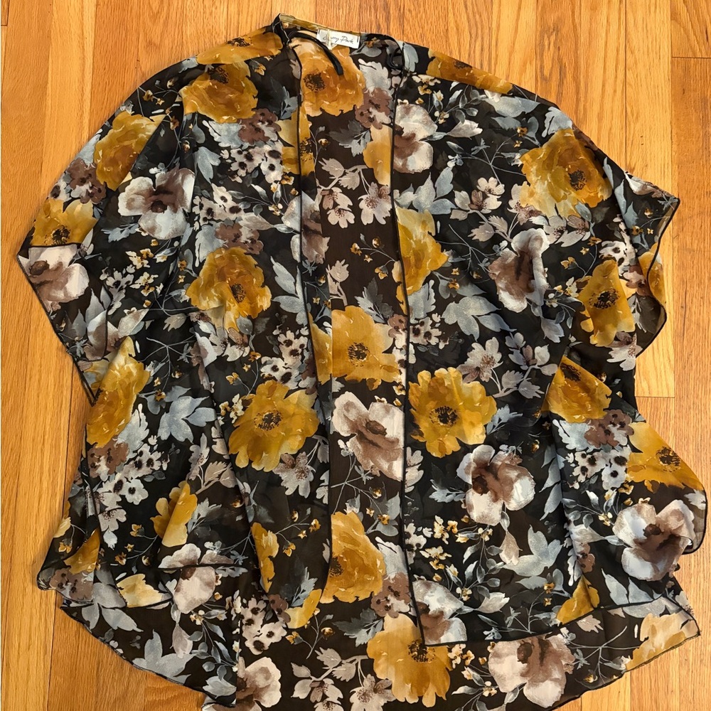 Floral Kimono Cardigan in Black